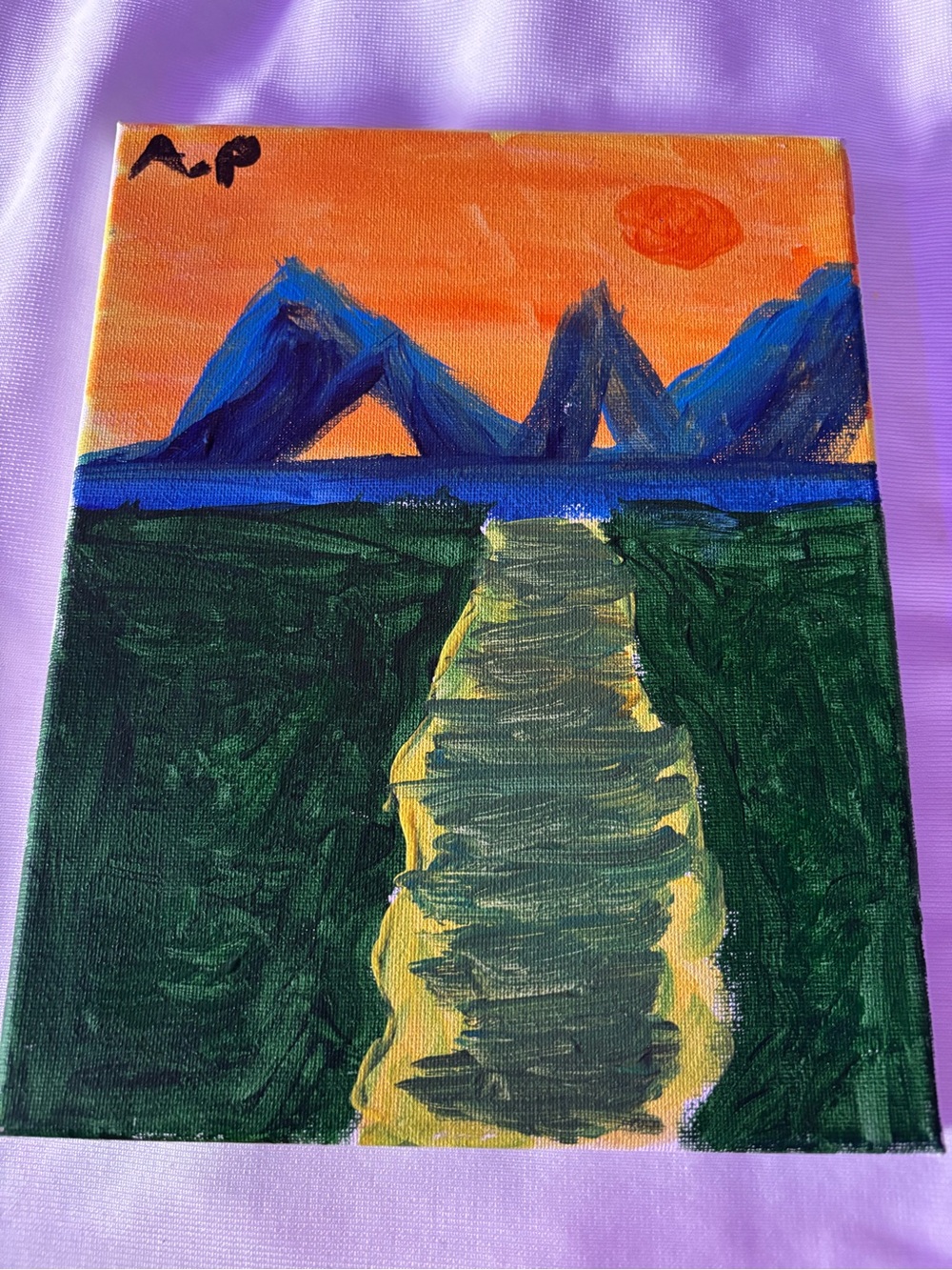 Original Hand Painted Mountain Landscape Canvas Art